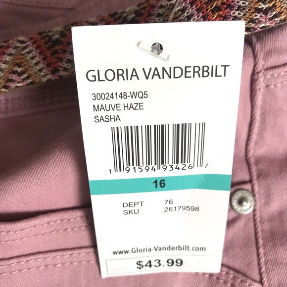 NWT Gloria Vanderbilt Womens Skimmer Capris Pink Sasha 16 All Around Slimming - Picture 3 of 10